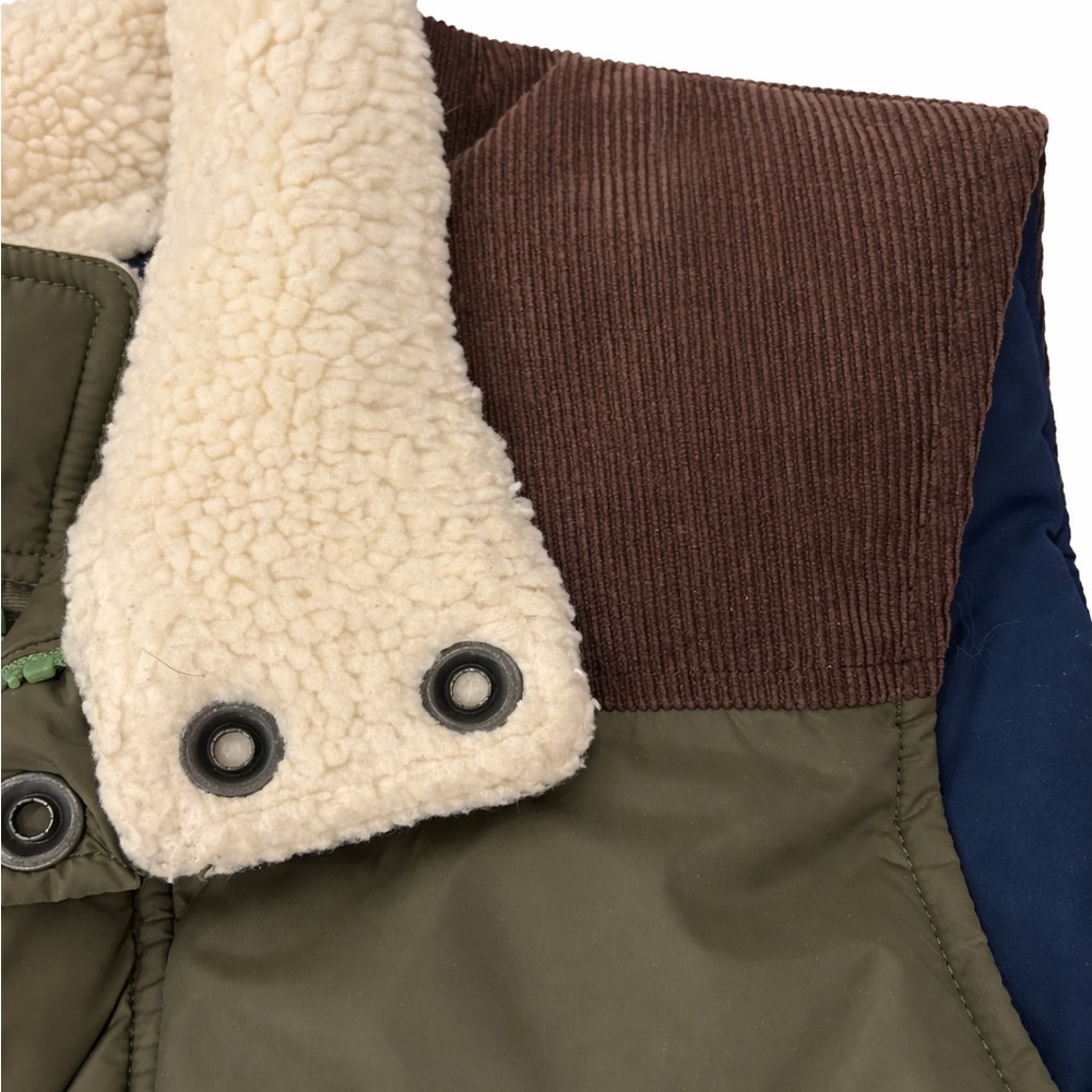 prAna Olive Quilted Puffer Vest Sherpa Lined Corduroy Trim‎ Size L NWOT - Picture 6 of 6